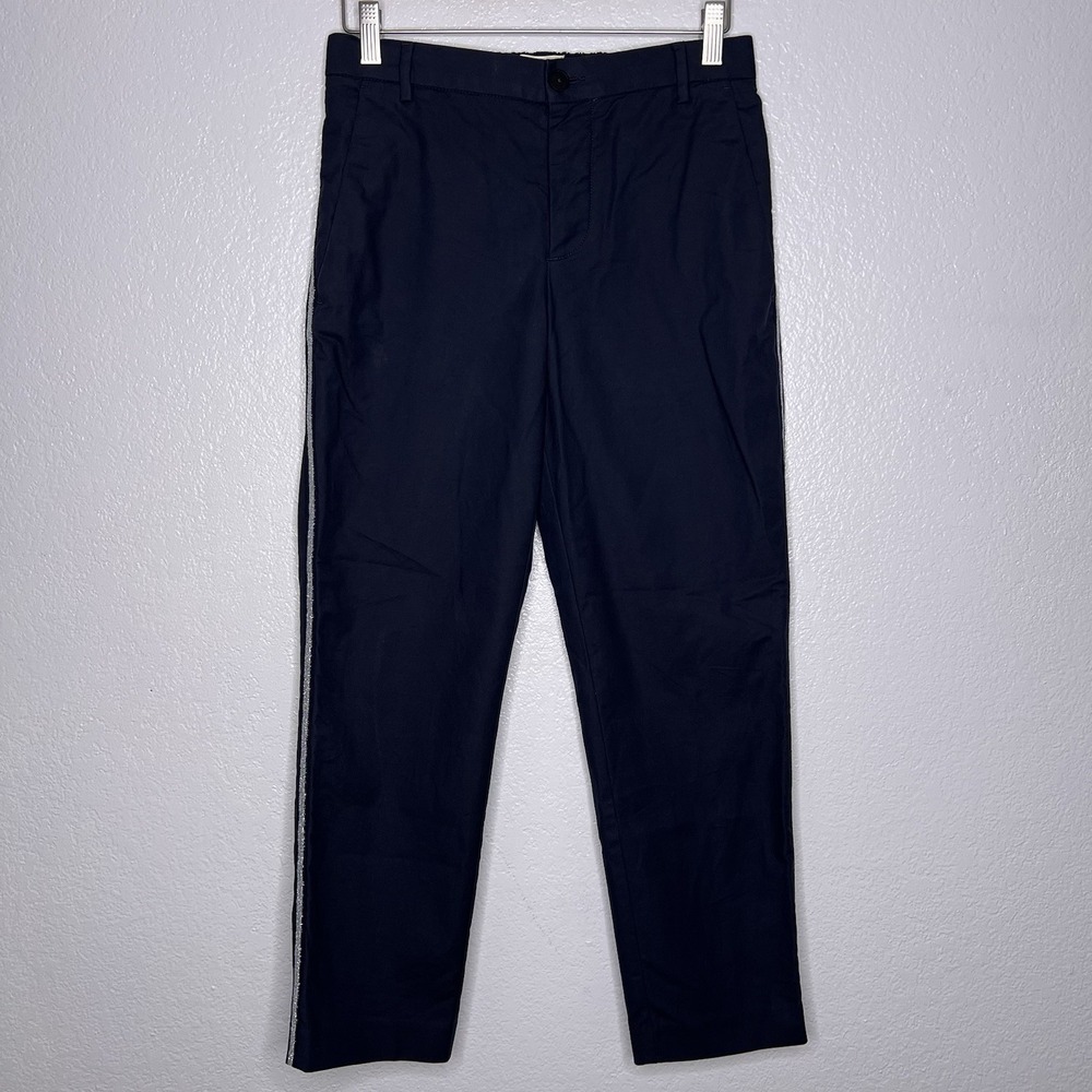 Zadig & Voltaire Pomelo Pant Size 36 Navy Silver Glitter Side Ankle‎ Trouser - Picture 2 of 9